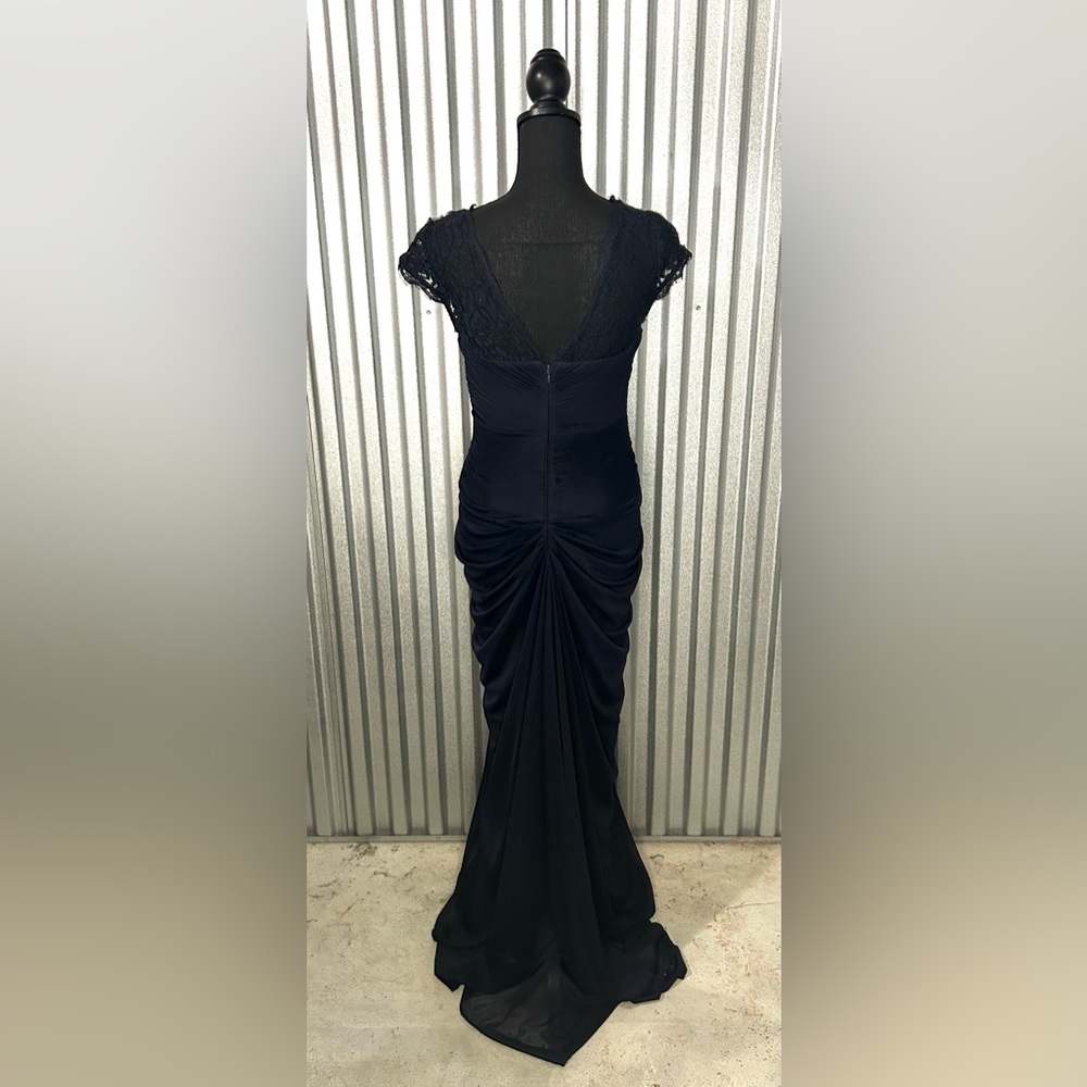 Women’s Adrianna Papell Blue Solid Maxi Polyester Designer Dress Size 6 - Picture 2 of 4